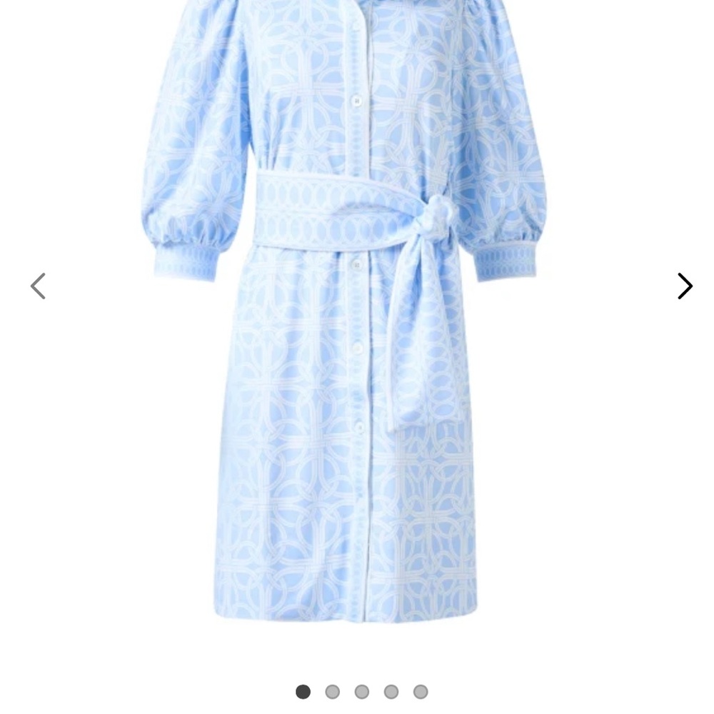 Light Blue Patterned Dress with Belt